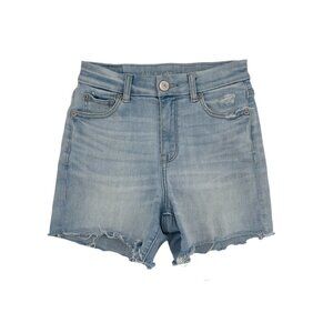 American Eagle Curvy Hi Rise Shortie Light Wash Cut Off Shorts Womens Size 0